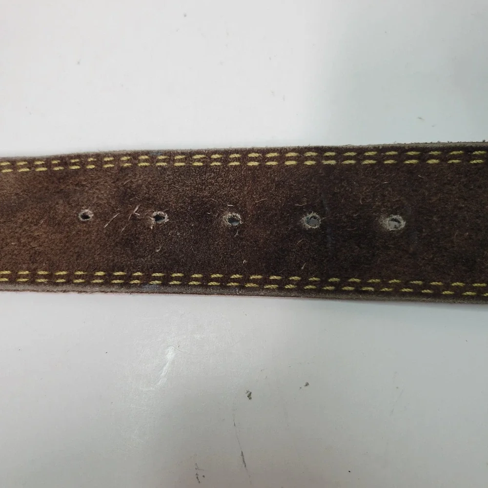 Vera Brown Suede Leather Belt Statement Buckle Boho‎ Western Size M